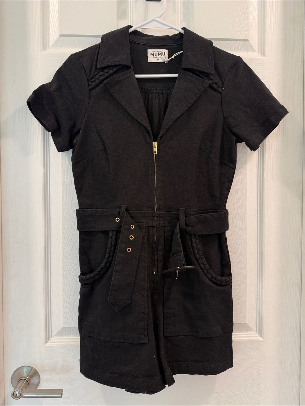 Show Me Your MuMu Black Short-Sleeve Utility Romper Jacket
